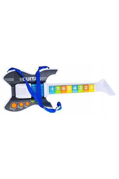 Ramiz Chitară electrică colorată pentru copii + microfon pe suport, jucărie m...