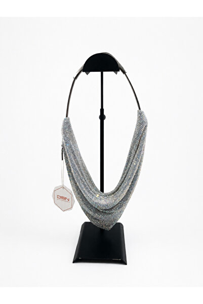 DSN Stone-Embellished Crystal Chain Shoulder Bag – Evening Dress Bag with Shi...