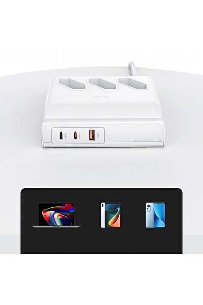 NO BRAND USAMS 65W Super Si Priză Multiplă cu Încărcare Rapidă USB, Tip EU