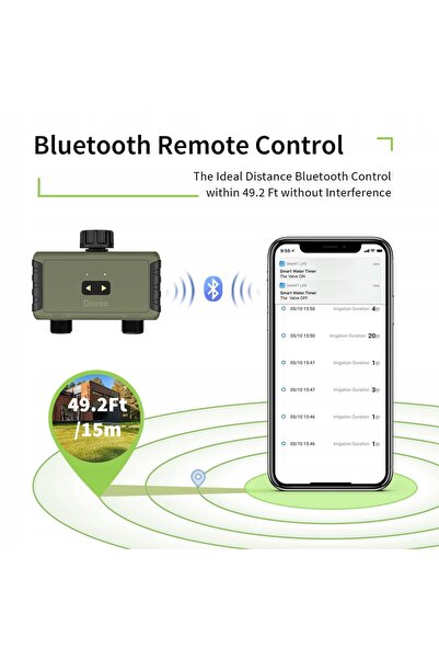 NO BRAND Controler de irigații Bluetooth Diivoo, 2 ieșiri M1158