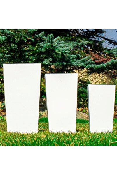 Deco4Home SET 3X JARDINIERE ALBE DE GRĂDINĂ, DE PIE, PENTRU TERRASĂ, CU INSERȚII