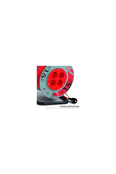 NO BRAND Tambur prelungitor 15m 4 prize PVC roșu 230 V 1mm² EMOS P194151