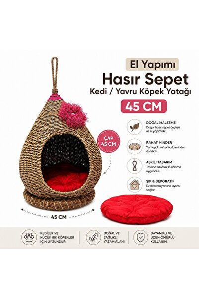 Pack T-Rex Dekoratif Minderli Hasır Kedi / Yavru Köpek Yatağı