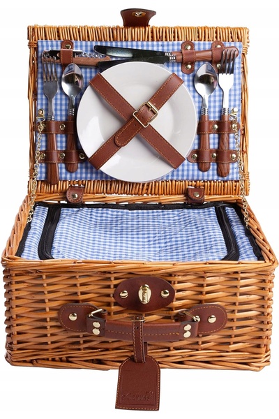 NO BRAND COȘ DE PICNIC DIN RAPĂNĂȚI ÎMPĂRȚIȚI + SET PENTRU 2 PERSOANE + COMPA...