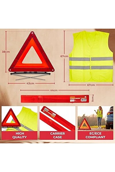 NO BRAND Set de siguranță auto 2 în 1: triunghi reflectorizant și vestă refle...