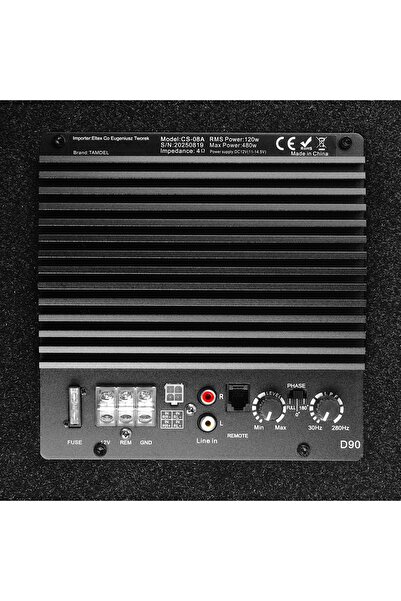 NO BRAND Subwoofer auto activ 20 cm 8 " Bass Reflex 120W RMS + Cabluri