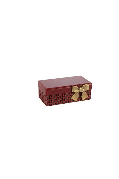 Mikasa Moor Red Gold Bow Fabric Glass Box 21X12X8Cm