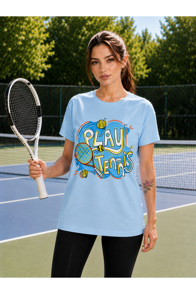VODEXA Unisex Oversize Tennis Printed T-Shirt 100% Cotton Tennis Themed Comfo...