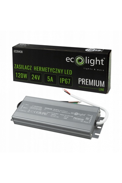 NO BRAND Sursă de alimentare LED PREMIUM 24V 120W 5A impermeabilă IP67, garan...