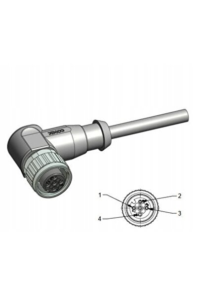 NO BRAND Mufă mamă unghiulară M12 cu 4 pini, cablu de 3m (43-10189) Conec