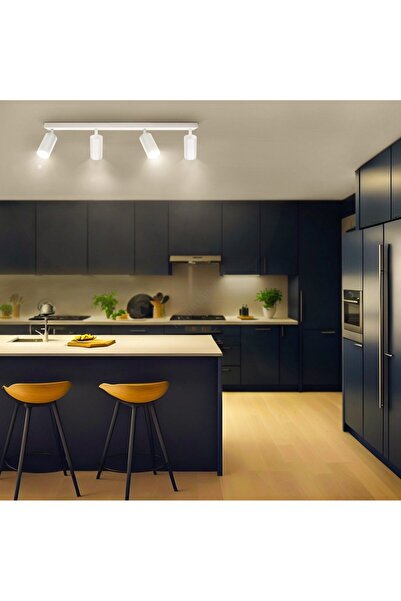 RİOLİGHT MODERN BEYAZ SALON,MUTFAK,GİYİNME ODASI,CAFELER İÇİN METAL 4LÜ SPOT ...