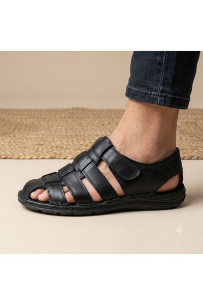 Obucca Leather Black Gel Black Sandals