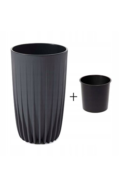 HowHomely Jardinieră înaltă decorativă, 51cm, antracit, cu inserție