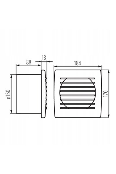 KANLUX Ventilator de baie cu tubulatură de 150mm, cu cablu și întrerupător, alb