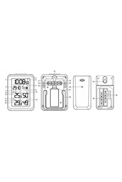 Orno Stație meteo wireless, alimentată cu baterii, termometru, higrometru, ceas