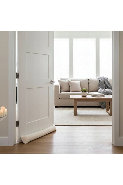 Home Styling Collection Rulou de ușă din poliester, antivânt, 90 cm, bej