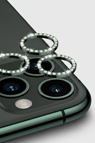 İPhone 11 Pro - 11 Pro Max - 12 Pro Uyumlu Taşlı Kamera Lens Koruyucu
