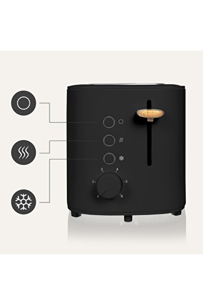 Zeegma Prăjitor de pâine negru Toster Wood 820W, 6 nivele de prăjire, 2 porți...
