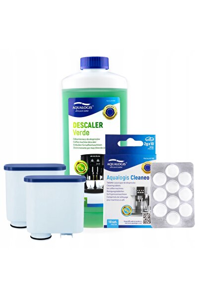 Aqualogis 2x Filtru AL-Clean pentru espressor Saeco Philips + Decalcifiant 1L...