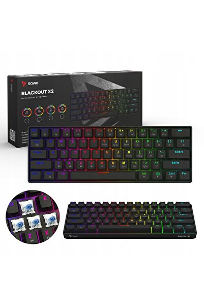 Savio Tastatură mecanică 60% cu 2x switch-uri OUTEMU Blue, hot-swap, cu 60% d...