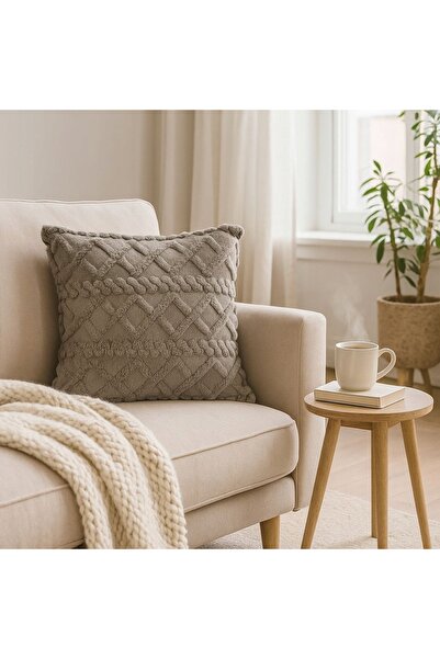 Home Styling Collection Pernă decorativă 45 x 45 cm poliester gri cu fermoar