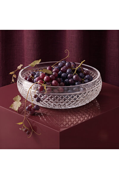 AKDEN STORE Cut Crystal Decorative Glass Presentation Bowl / Salad Bowl