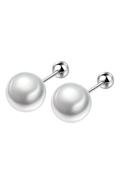 Choice 8mm silver color 925 Sterling Silver freshwater pearl Earrings 6/8/10/...