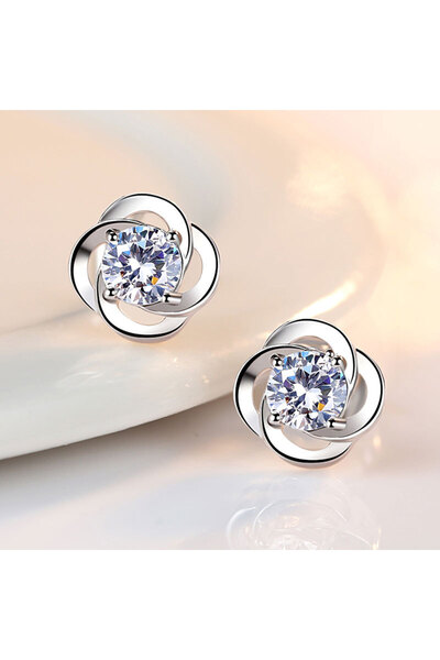 Choice silver 925 Sterling Silver Earrings Women Sparkling Zirconium Long U-s...