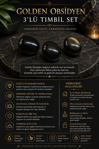 OSMANLI DEĞERLİ TAŞ Sertifikalı Obsidyen 3'lü Tımbıl set