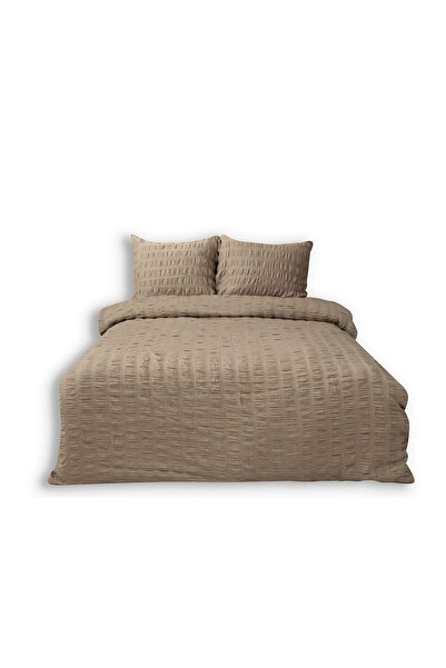 Matex Set de lenjerie de pat din satin 220x200, în relief, culoare uni bej în...