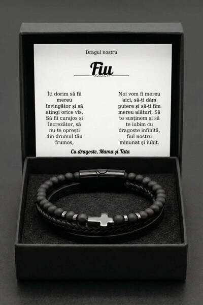 The Jewel Heart Brățară din Piele pentru Bărbați, cu Mesaj Personalizat, Cado...