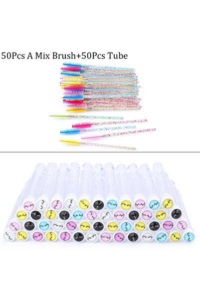 Choice10 C 50pctube 50pcbrush 100Pcs Eyelash Brush Tubes Reusable Lash Mascar...