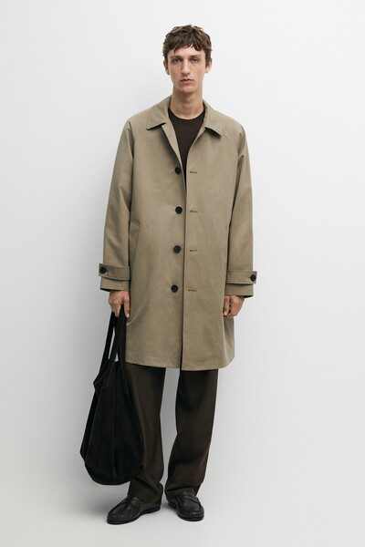 Massimo Dutti %100 pamuklu oversize uzun trençkot