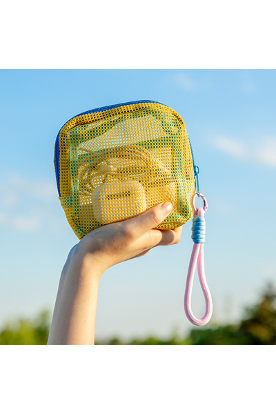 Choice6 Yellow-with handle Mesh Pouch Dopamine-Colored Travel Portable Chargi...