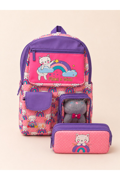 ELATAE Girl's 2-Piece School Bag Set Orthopedic Multi-Compartment Primary Sch...