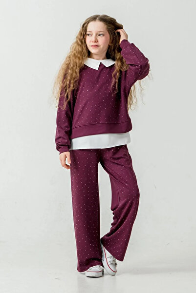 Minigimin Cicileri My Little One's Stoned Oysho Fabric, Shirted Girl's 3-Piec...