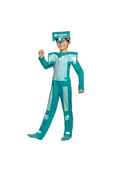 Funny Party Team Costum verde de copil Minecraft cu mască, Echipa de petrecer...