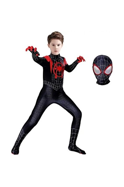 Funny Party Team Costum Spiderman Morales pentru copii cu fermoar, ® glugă și...