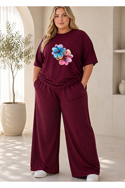 classy moda طقم بدلة رياضية نسائية كبيرة الحجم من القطن الفاخر مكون من قطعتين...