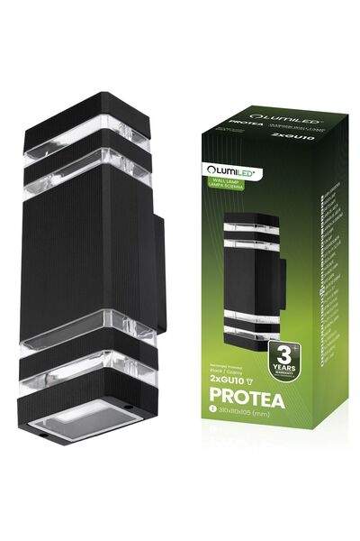 Lumiled Lampă de grădină, Lampă de perete, Fațadă, Sus-Jos, GU10, Negru, PROTEA