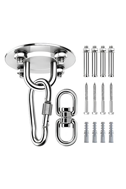 NEVERMORE Set Suport De Tavan pentru hamac, cu 2 conectori carabinier si pivo...