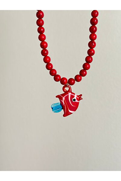 mibrillo Glass sea star detailed coral necklace murano necklace