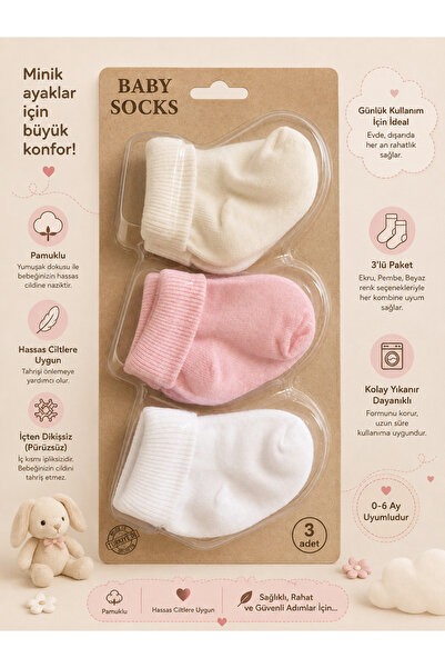 baby socks 3 Çift Özel Ambalajlı Pamuklu Kız Erkek Oyuncak ve Yenidoğan Bebek...