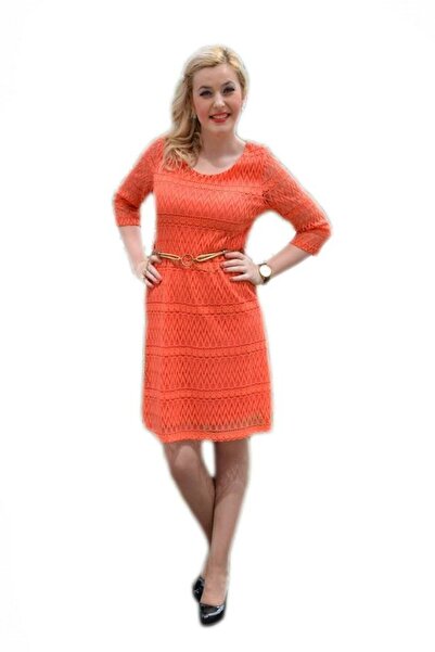 OEM Rochie tinereasca, scurta, dantela nuanta corai, masura mare