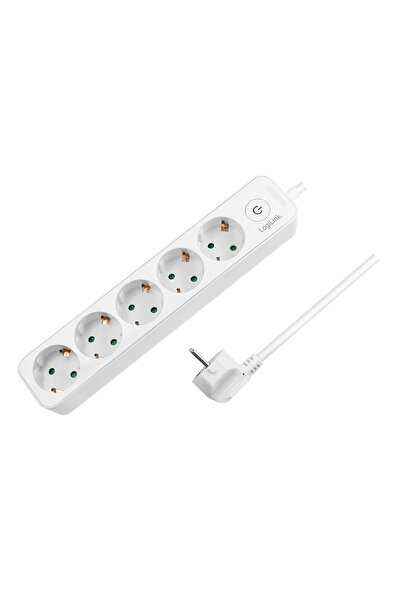 LogiLink Prelungitor LPS246, 5 prize, întrerupător iluminat, 1,5 m, alb