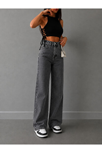sion jeans Julia Milano Daily Casual Wear Comfort Smoked Loose Palazzo New Se...