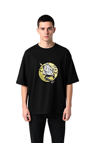 PayBuy Men's Oversize T-Shirt Skateboarding Ghost Moon Print Digital Print Re...