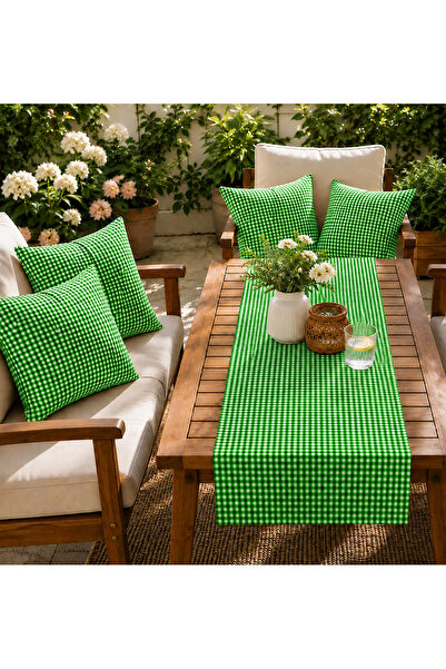 Belomia Home Collection Pötikare Desen 4 Adet Dolgulu Kırlent + 1 Adet Runner...