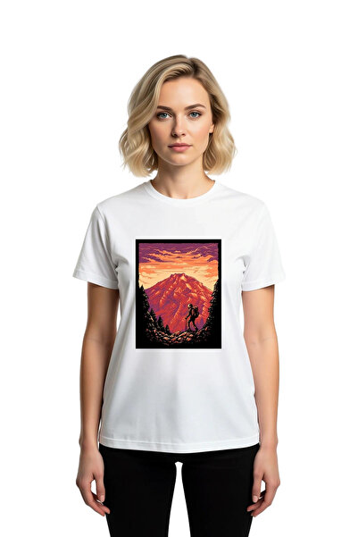 PayBuy Tricou imprimat pentru femei cu tema Drumeții în munte cu rucsac și ba...