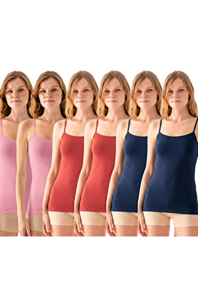 Alos Women's 6-Piece (Rose-Burgundy-Navy Blue) Cotton Soft Textured Lycra Bod...